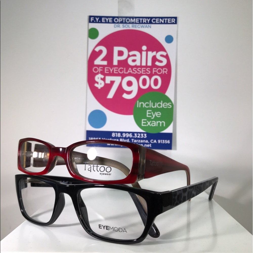 2 pairs of eyeglasses with prescription lenses