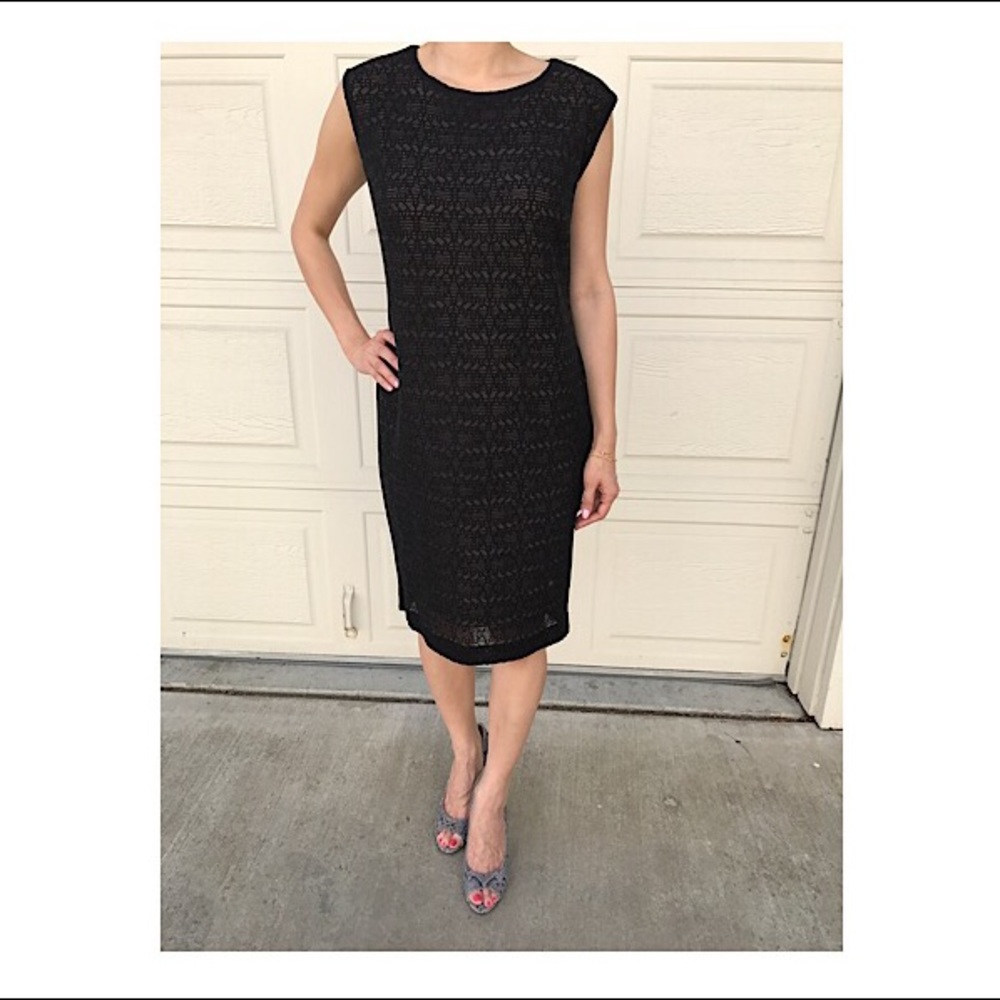 NIEMEN MARCUS MISOOK lace shell black dress LBD
