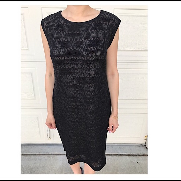 NIEMEN MARCUS MISOOK lace shell black dress LBD - Picture 2 of 8