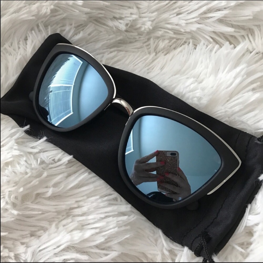 NEW 💙 BLACK MATTE CAT EYE | REFLECTIVE LENSES - Picture 2 of 8
