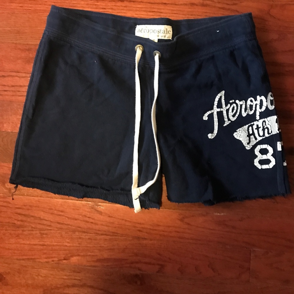 Aeropostale drawstring sweat shorts navy blue