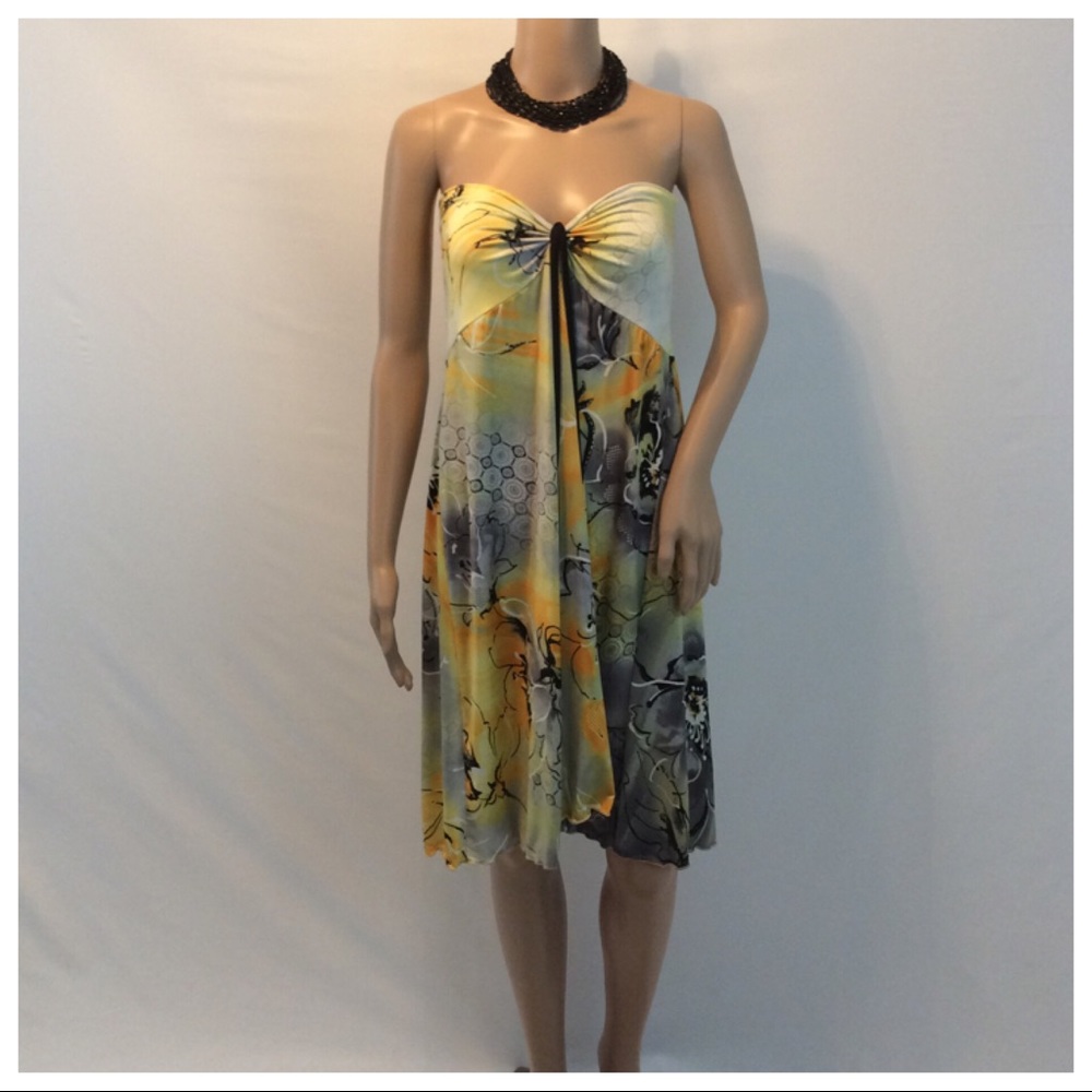 COLADA CO Abstract Design Strapless Dress