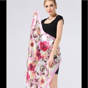 111 Square Red Roses Silk Scarf