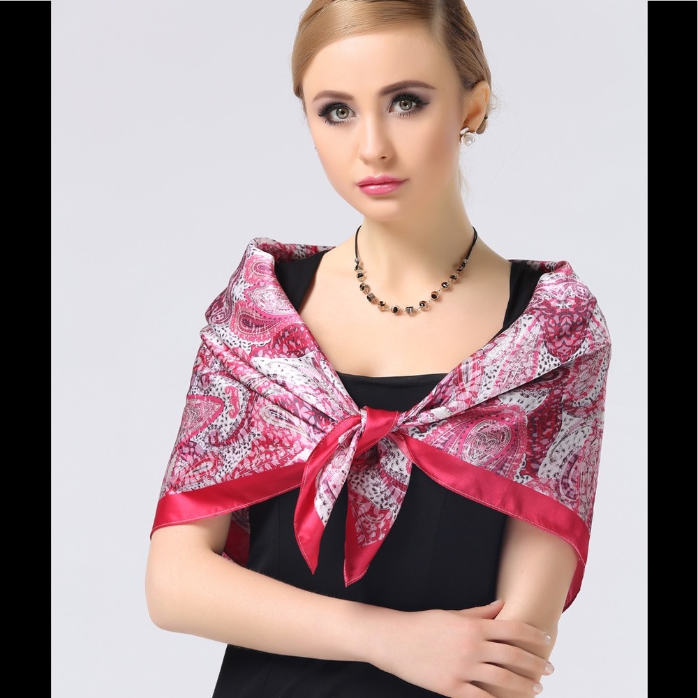 113 Square Fuchsia Silk scarf
