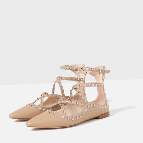 Zara nude studded ballerinas- size 7.5 - Picture 2 of 4