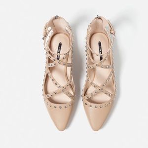 Zara nude studded ballerinas- size 7.5