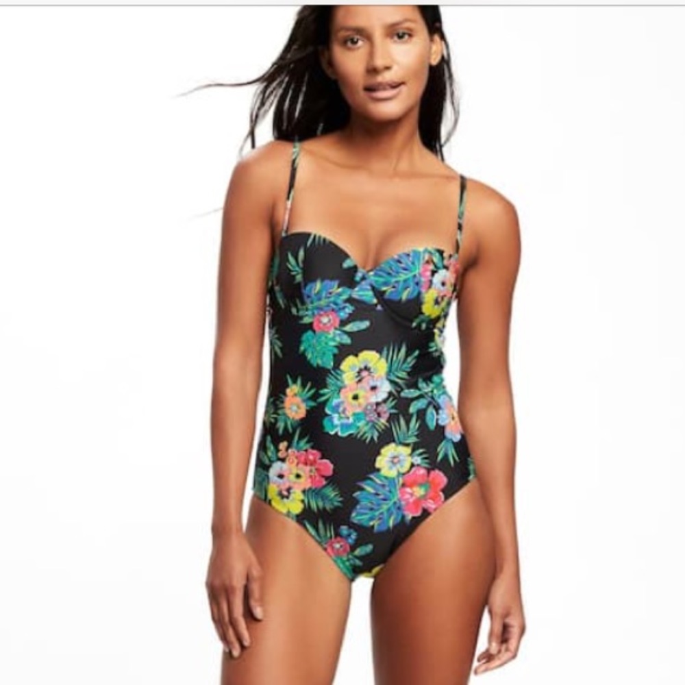 Floral one piece swim suit
