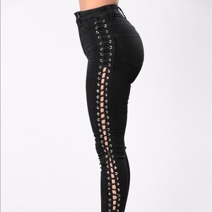 Fashion nova high waisted lace up jeans