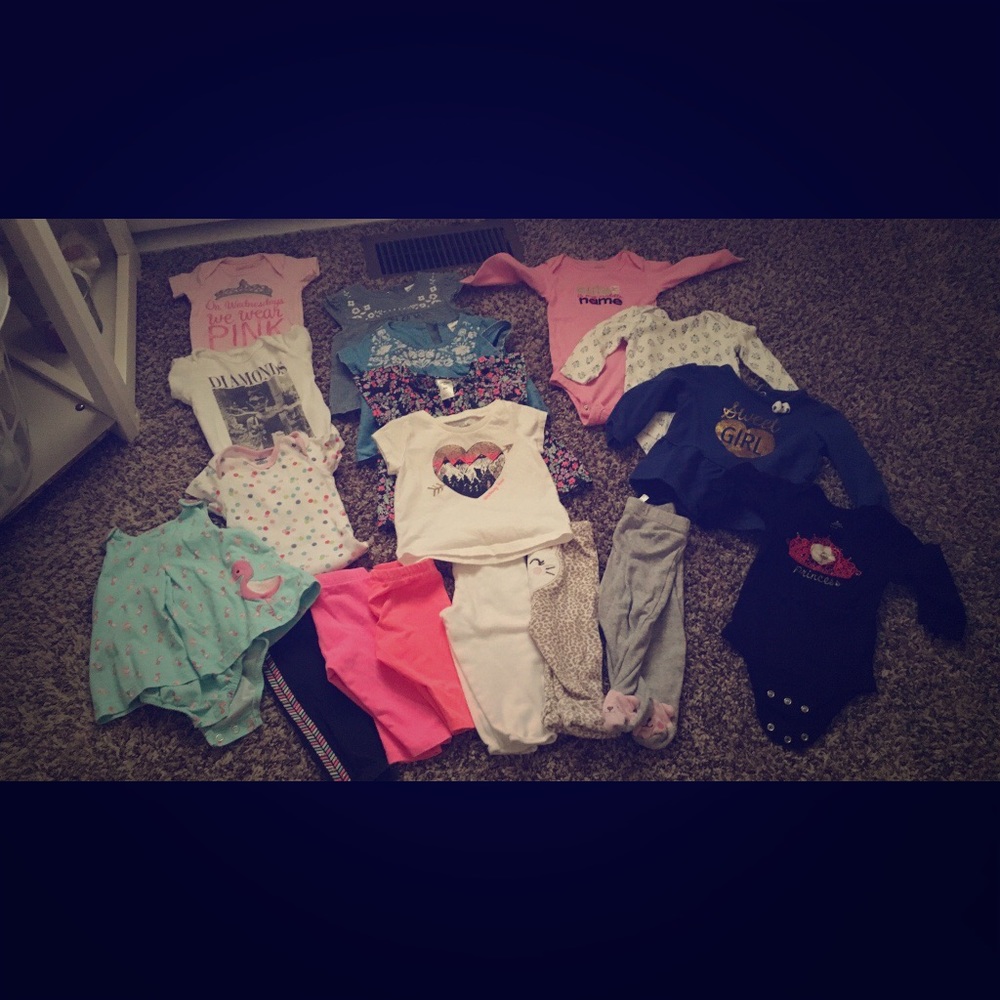 6 month pants, shirts, and onsies! All girls!