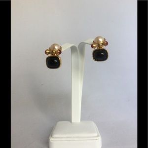 Joan Rivers Pearl Door Knocker CLIP Earrings