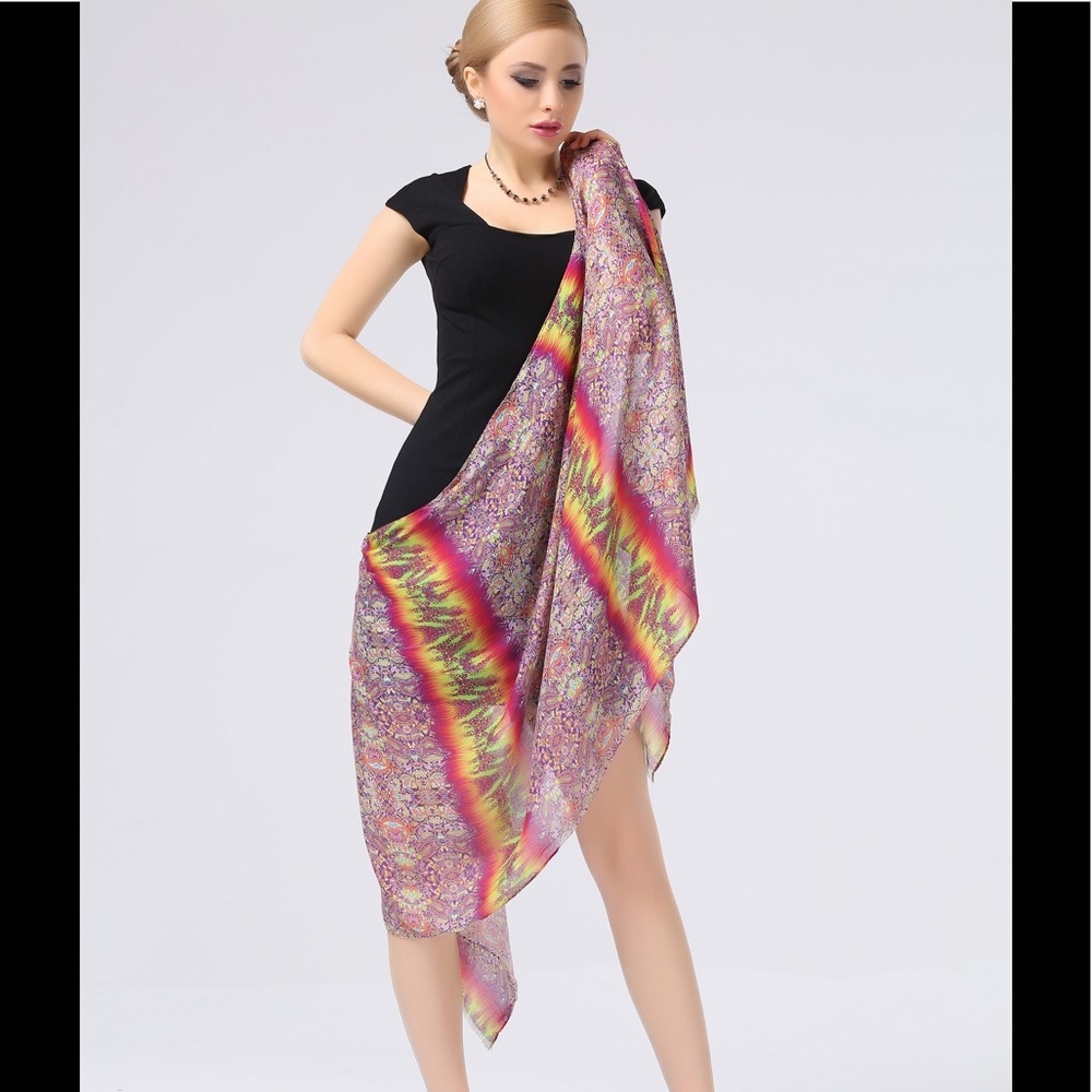 107 Printed yellow and red Scarf