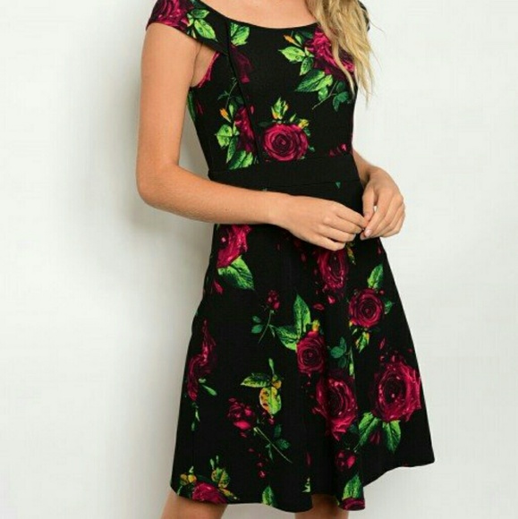Black Floral Dress - Picture 1 of 5
