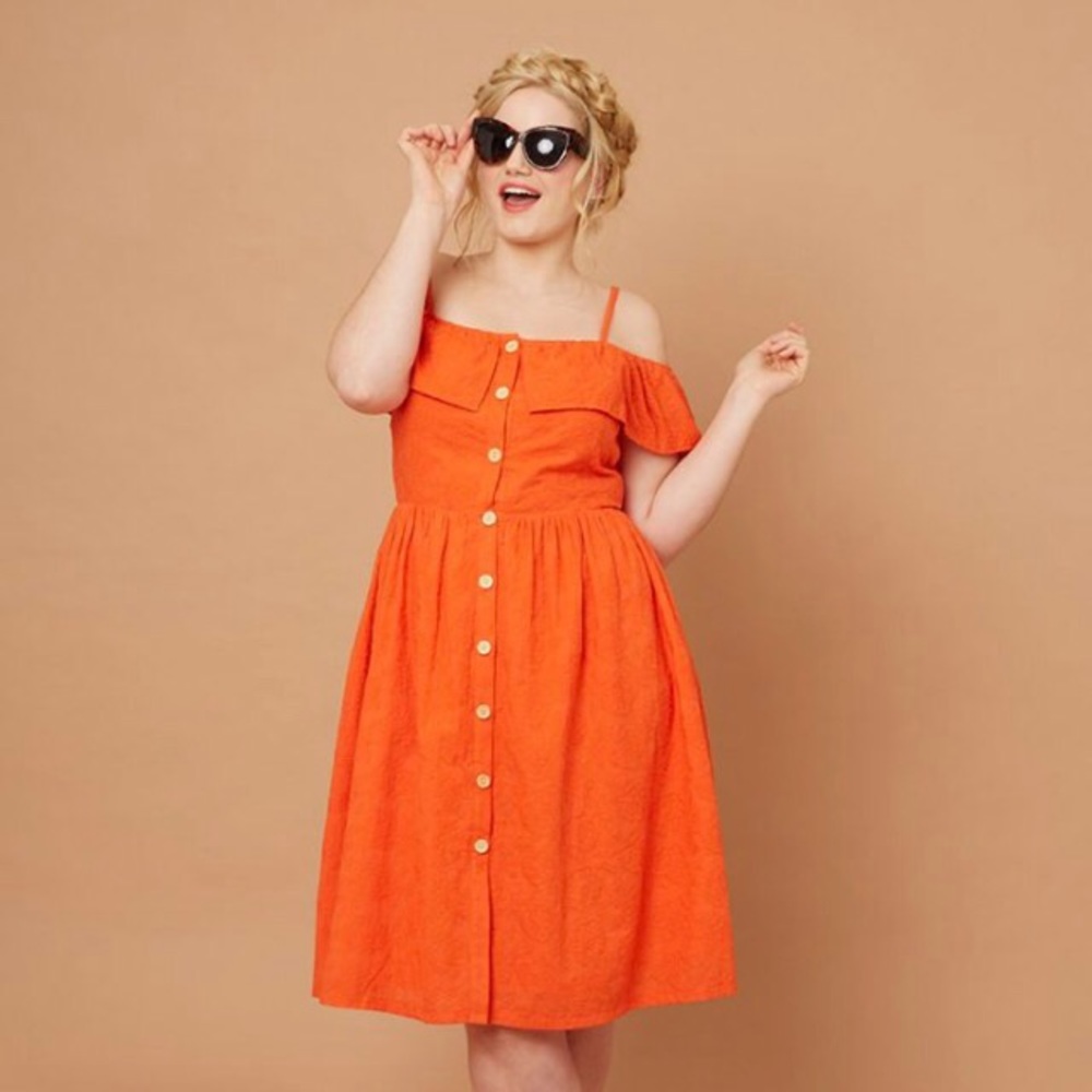 Joanie Clothes Harry Bardot Orange Dress