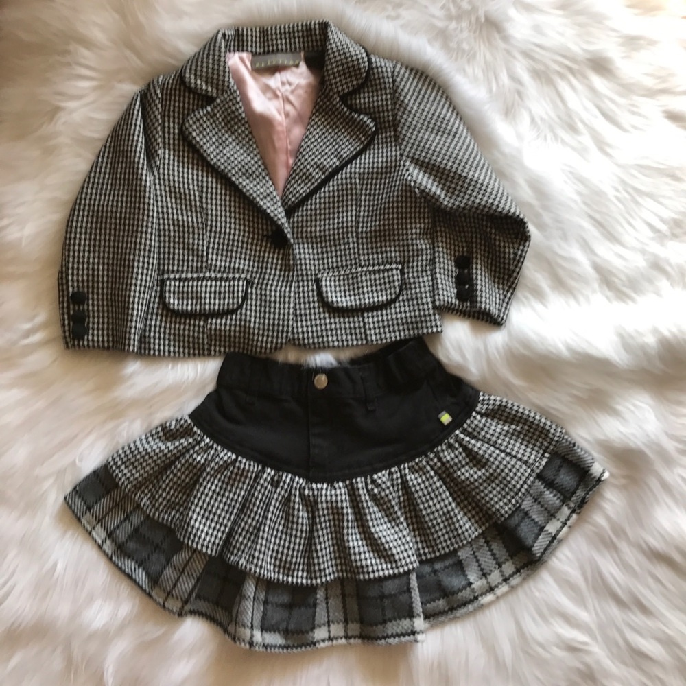 Kenneth Cole Houndstooth Print 2 Piece Skirt Set