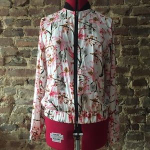 Silky feel floral bomber jacket