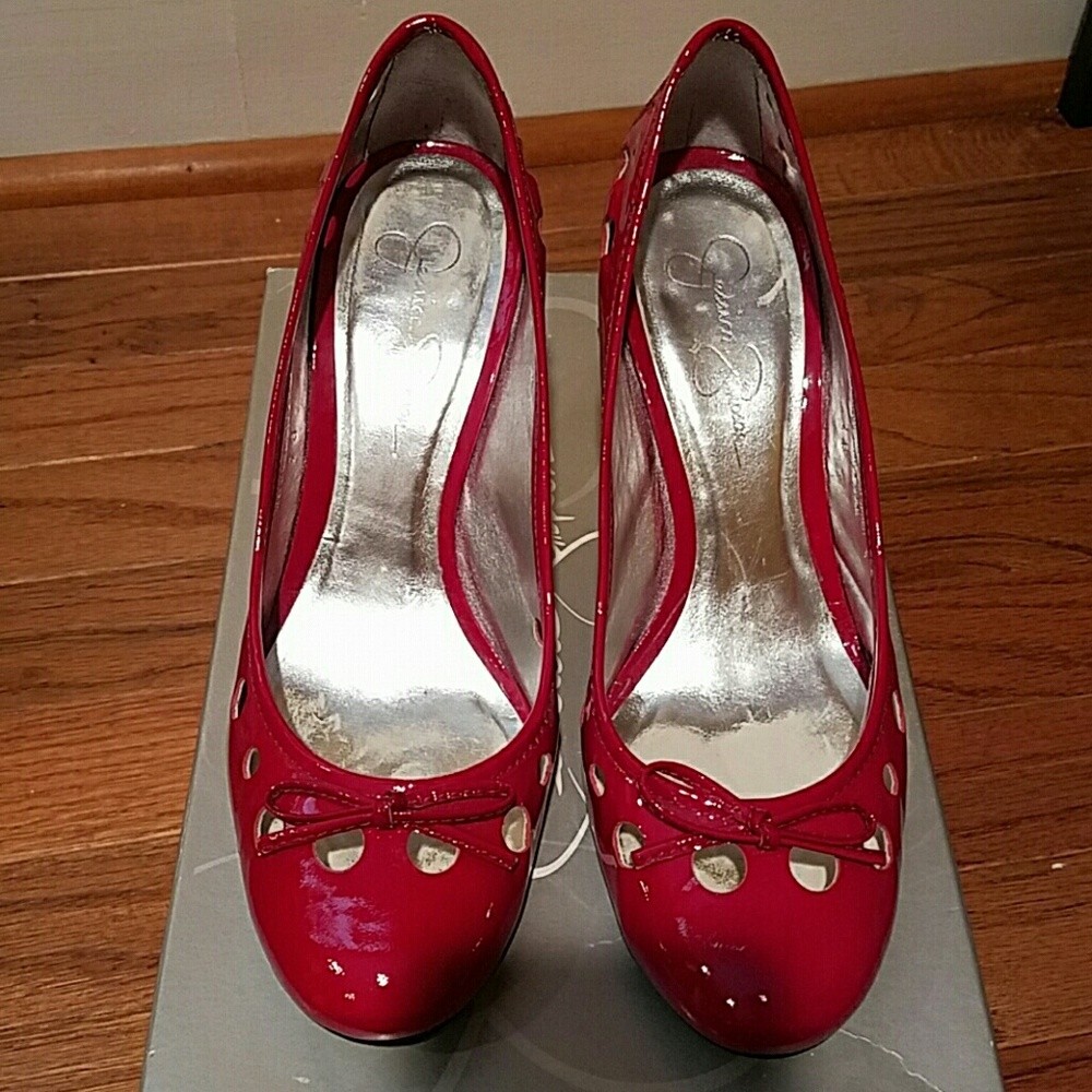 Jessica Simpson Red Patten Leather Heels