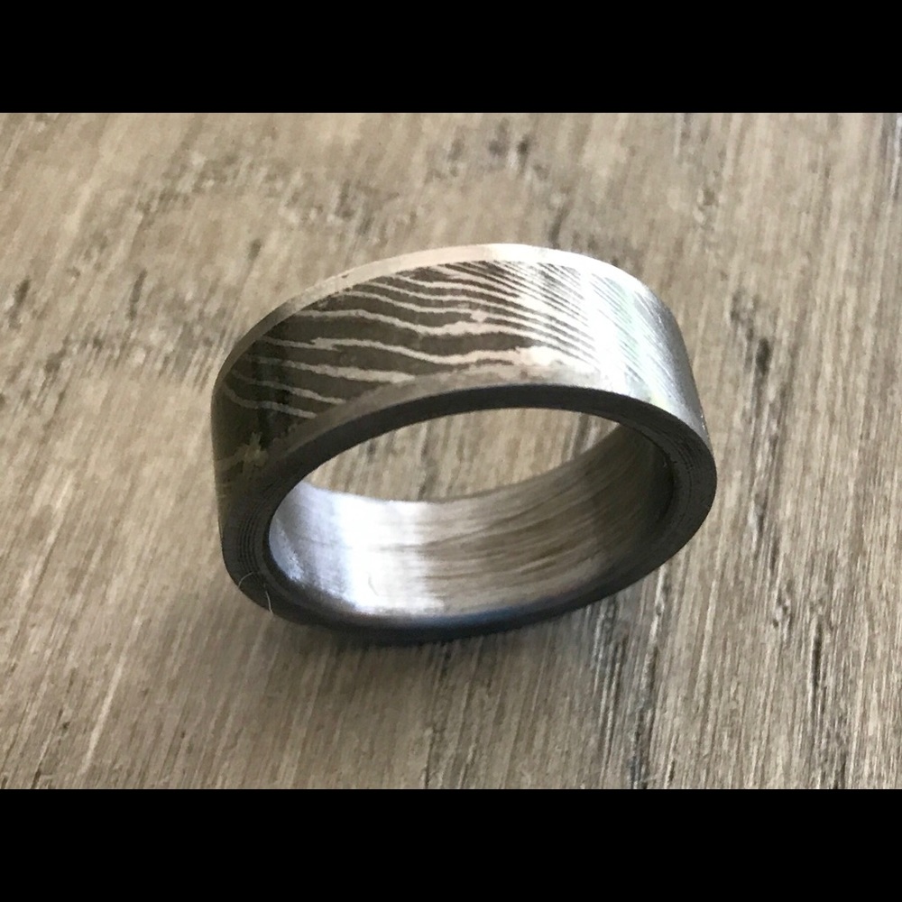 Damascus steel ring size 9.5