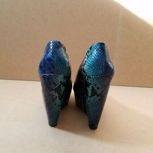 Aldo Blue Faux-Snakeskin Platforms