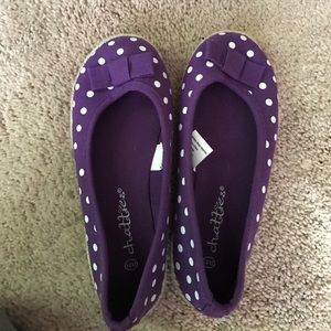 Girls purple polka dot shoes - new!