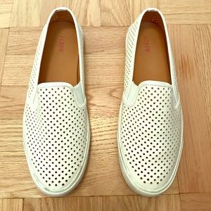 J. Crew white slip-on sneakers