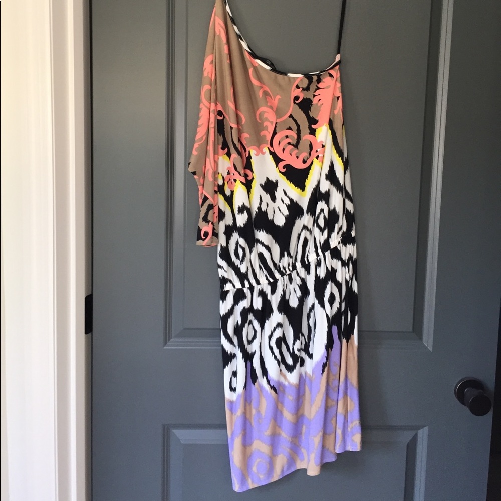 Tibi one shoulder dress, scrunches at waist