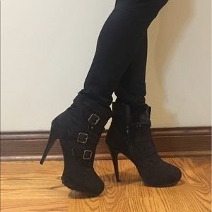 Black-platform booties