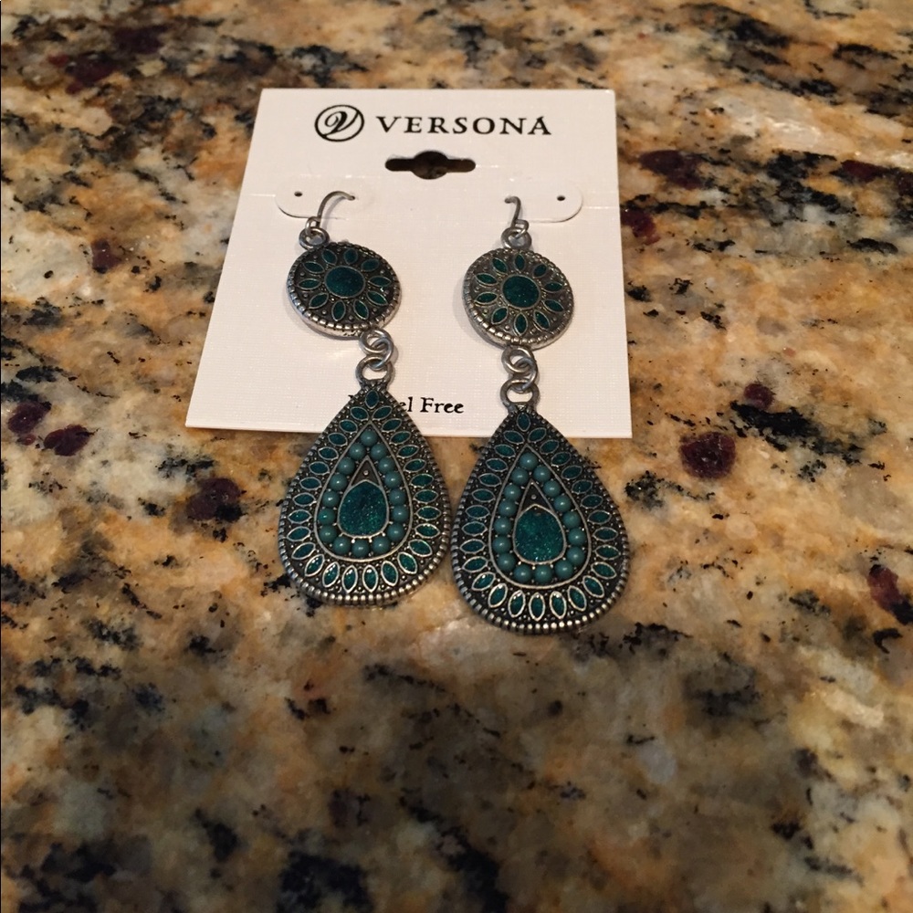 Versona Teal tear drop earrings