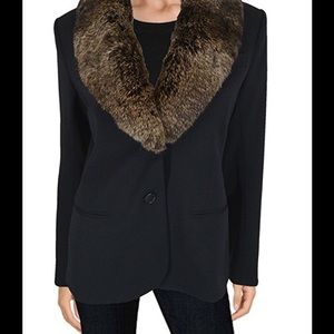 NWT Theory Blazer removable fur collar sz 12