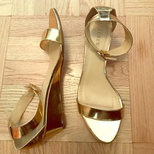 J. Crew gold wedges