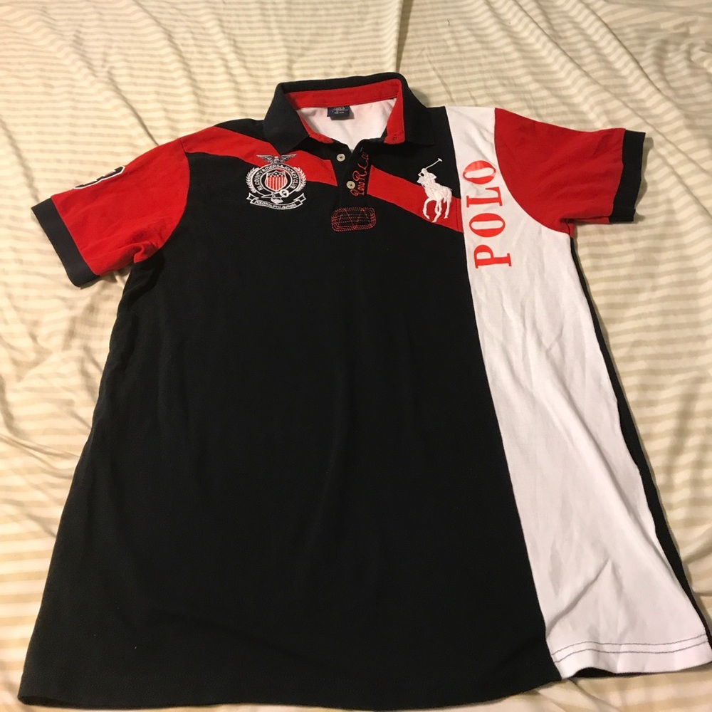 Red and black polo shirt