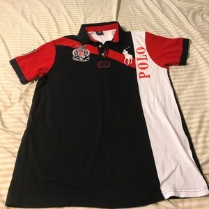 Red and black polo shirt