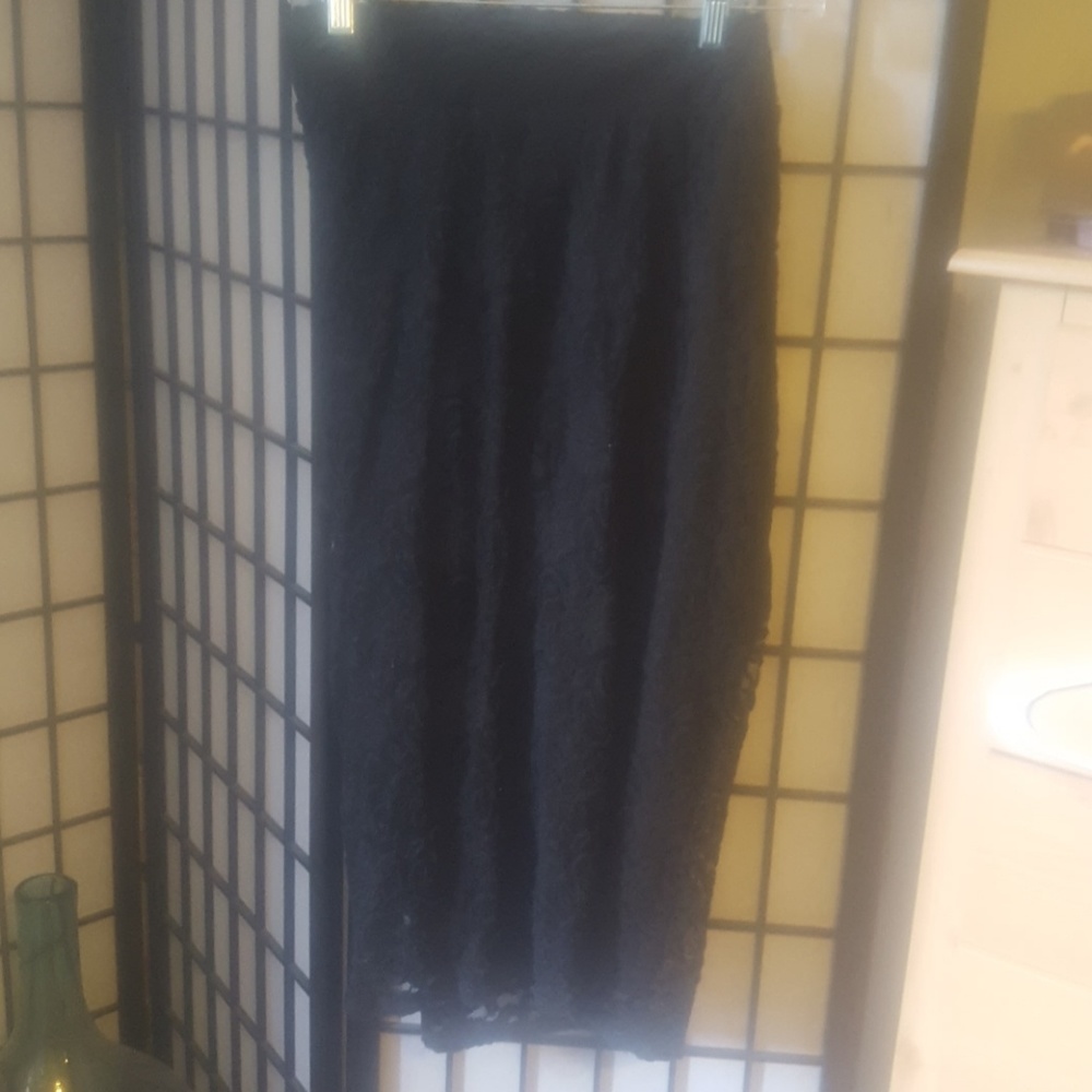Black lace maxi skirt