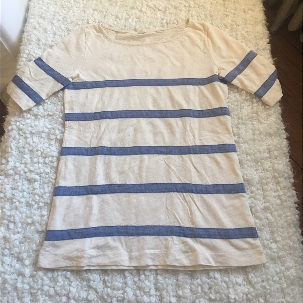 J. Crew cream and chambray striped top