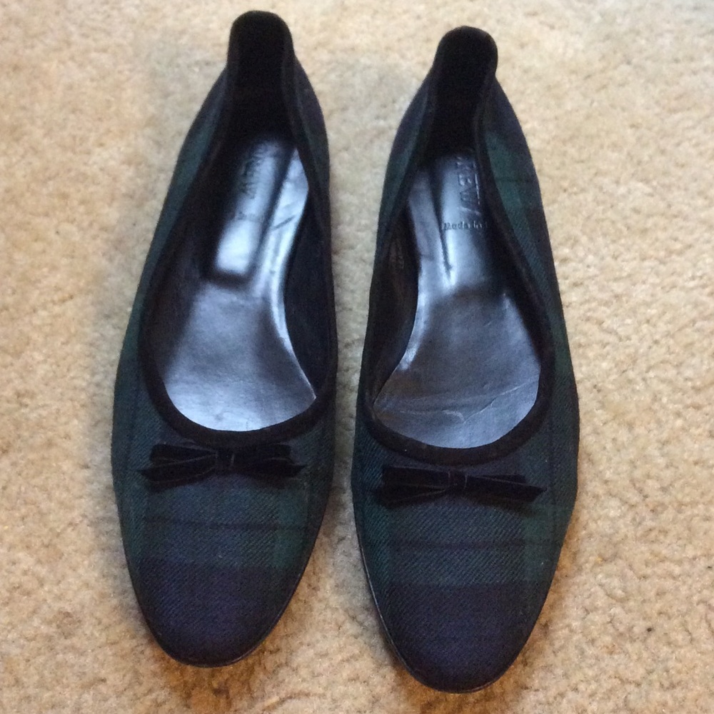 J Crew women's green/blue check flats size 9.5
