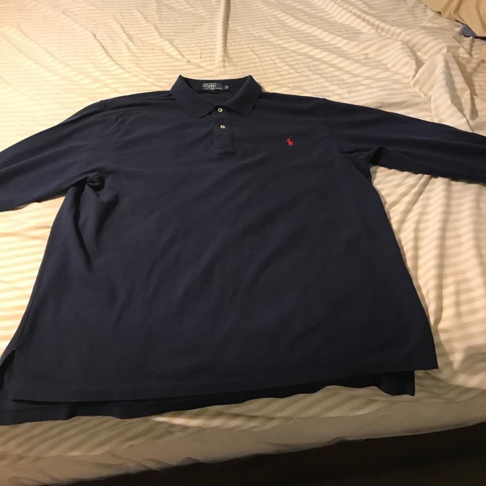 Long sleeve polo shirt blue