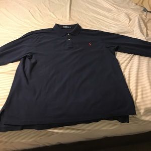 Long sleeve polo shirt blue