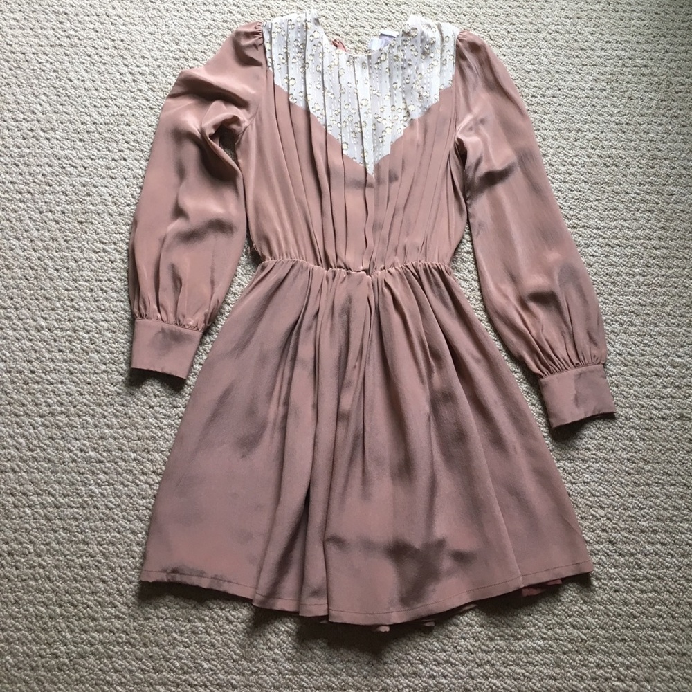 Blush long sleeve cocktail dress. Brand new