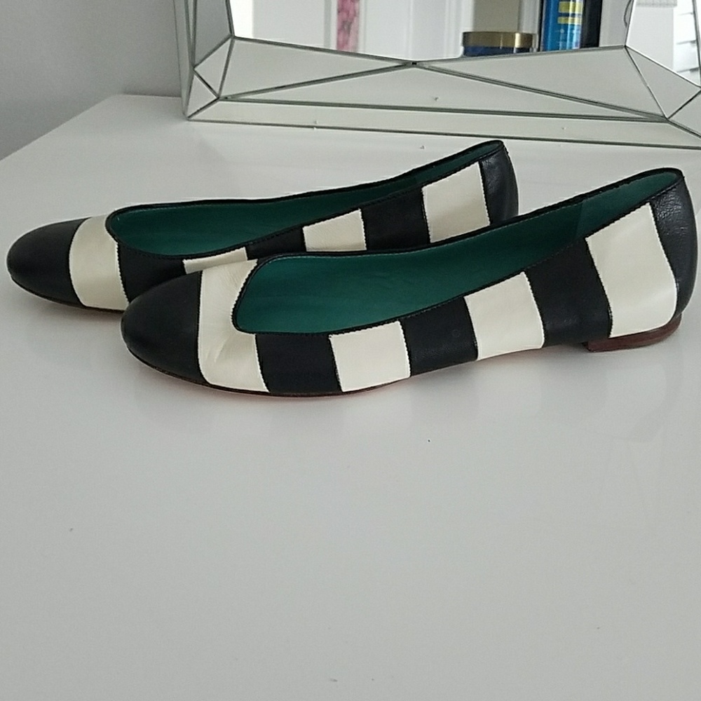 Kate Spade Leather Striped Ballet Flats