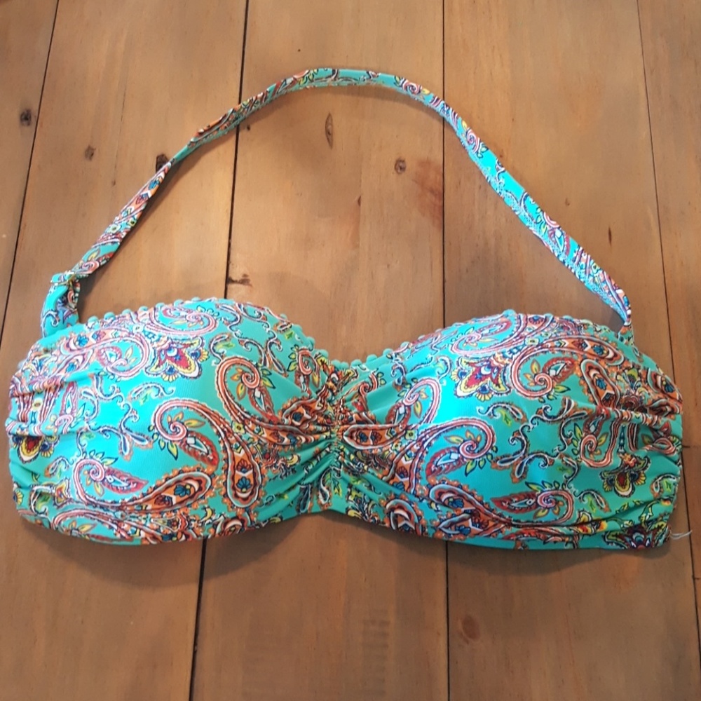 Bright paisley print bikini swim top