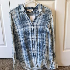 Tribal Jeans acid washed jean button up