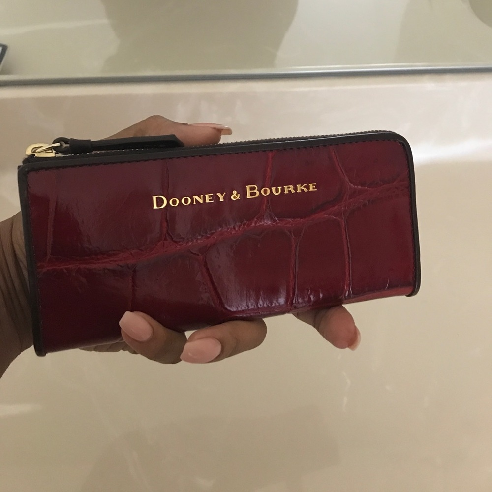 Dooney & Bourke Red Crocodile Zip Around
