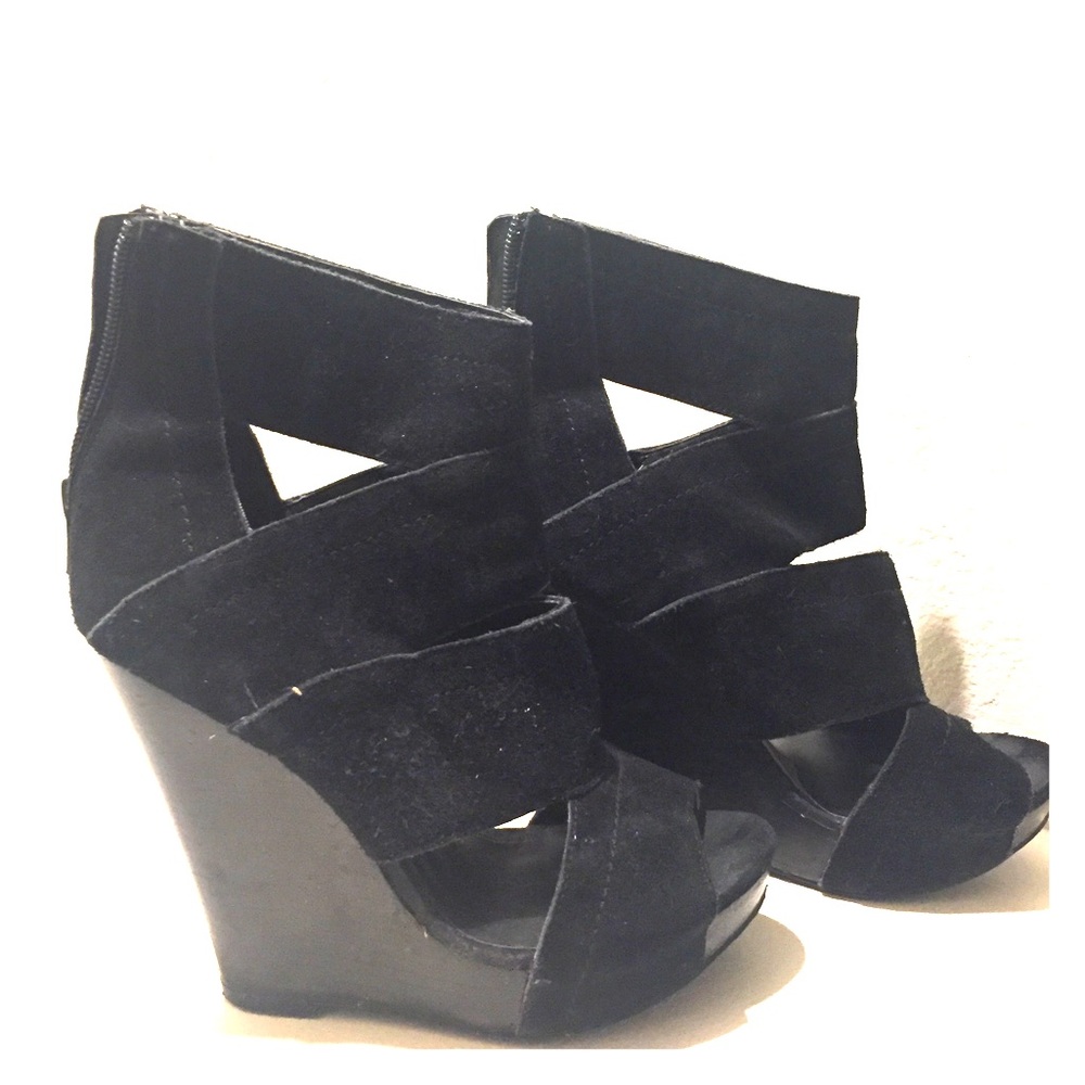Aldo suede ankle wedges