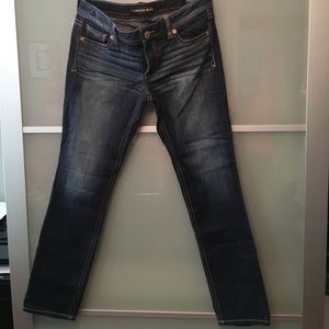 Express skinny low rise jeans.