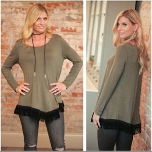 Olive Fringe Tunic