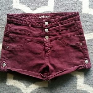 Maroon High-Waisted Shorts