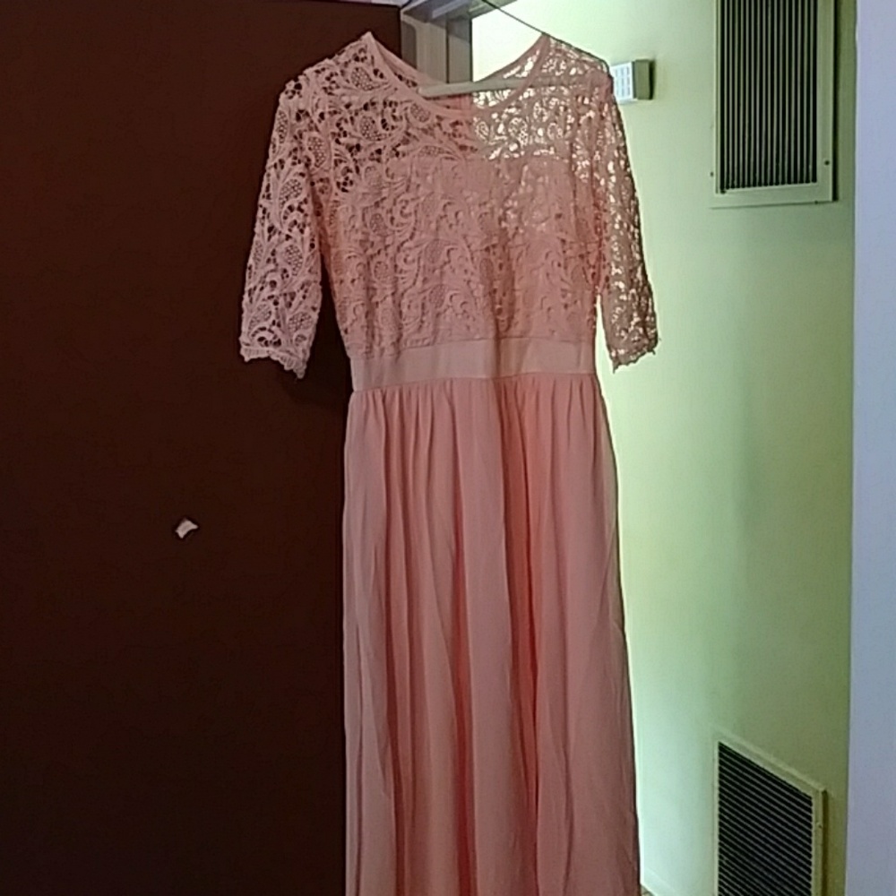 Peach bridal gown