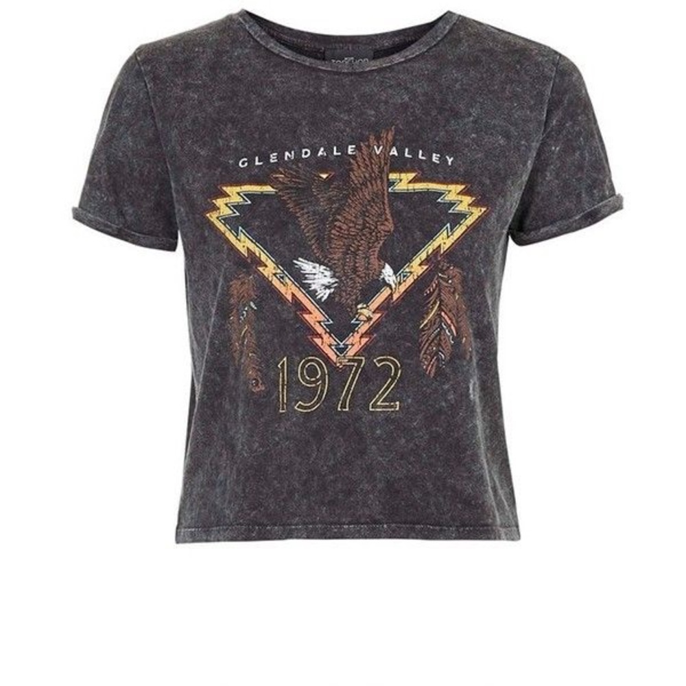 [1day sale]'1972 Rock' Crewneck Crop Tee