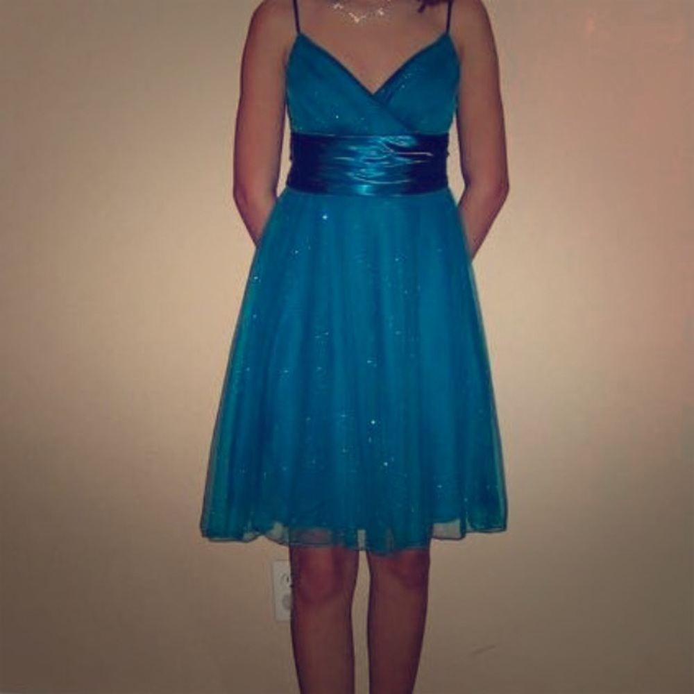 Worn once- sparkly teal cocktail dress