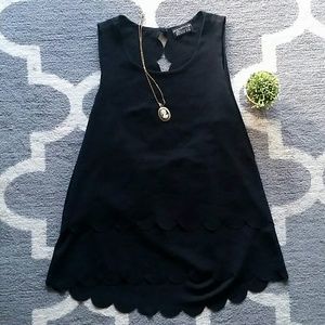 Black Scallop Blouse