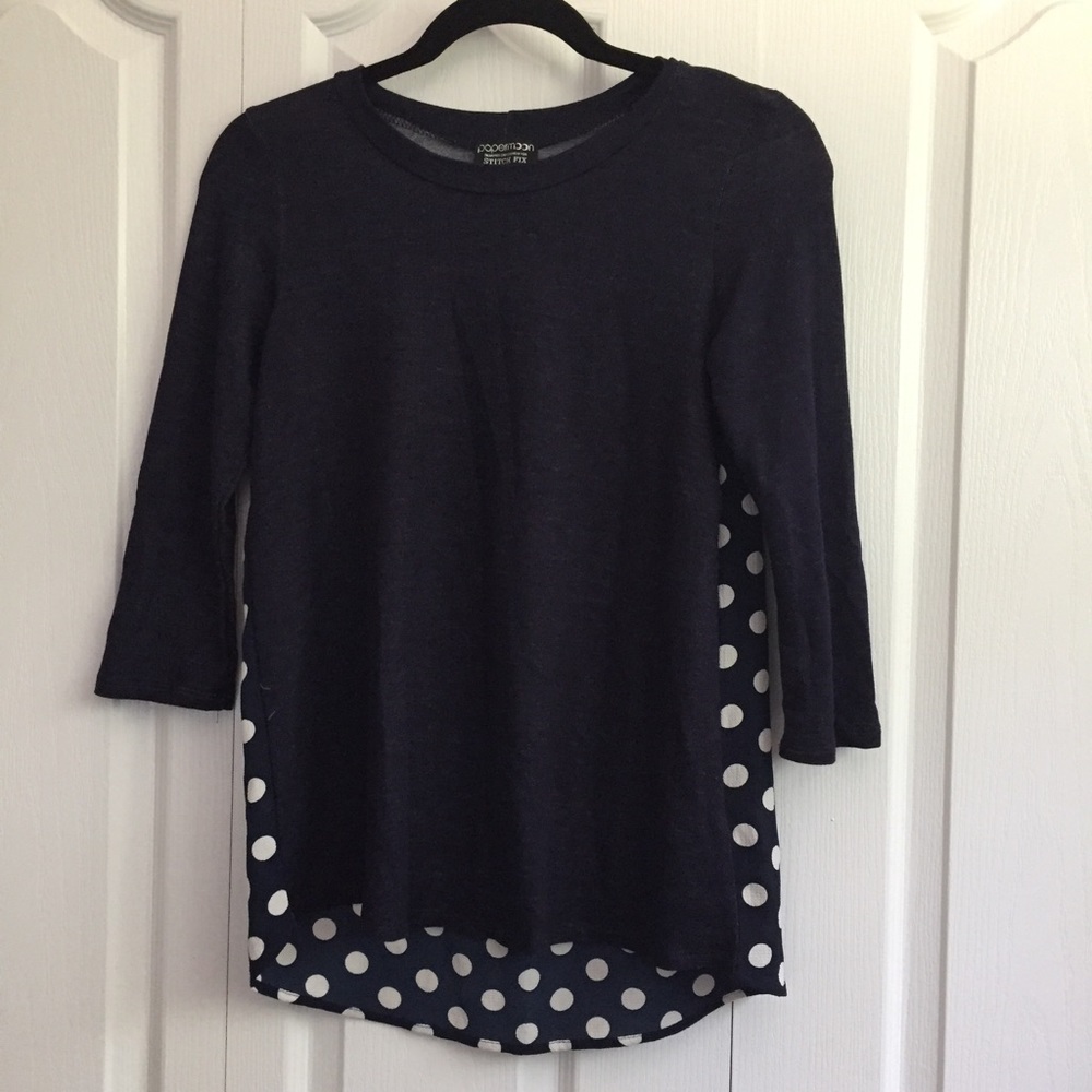 Stitch Fix navy blue polka dot top